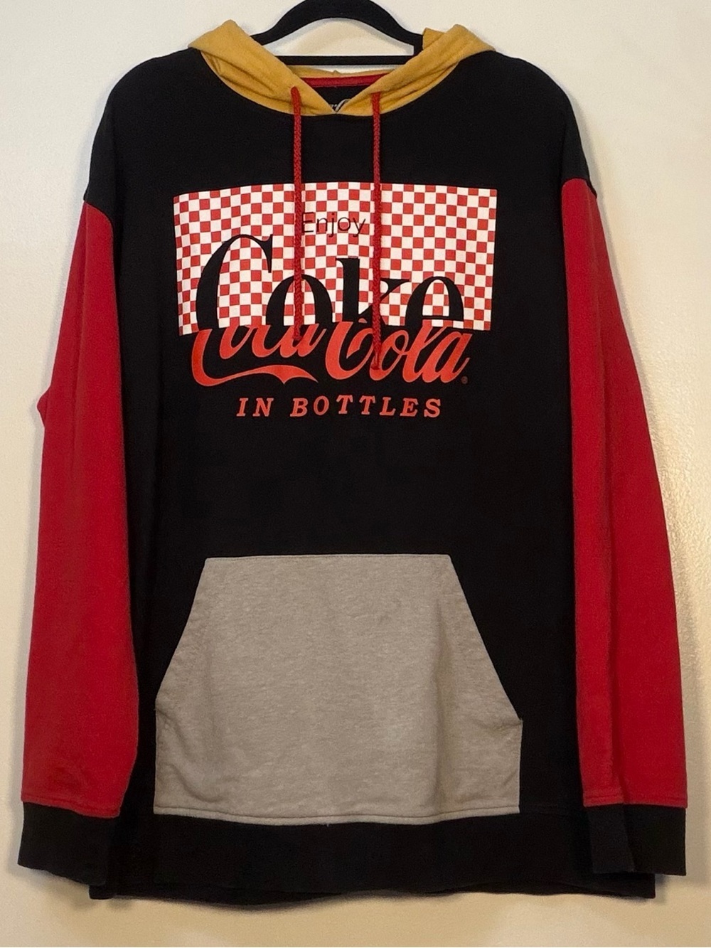 Coca Cola Men's Colorblock Hoodie - Black/Red/Gray/Gold